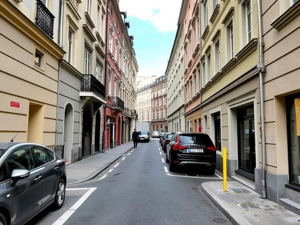 Enge Straße in Wien Hietzing mit Parkplatzproblemen