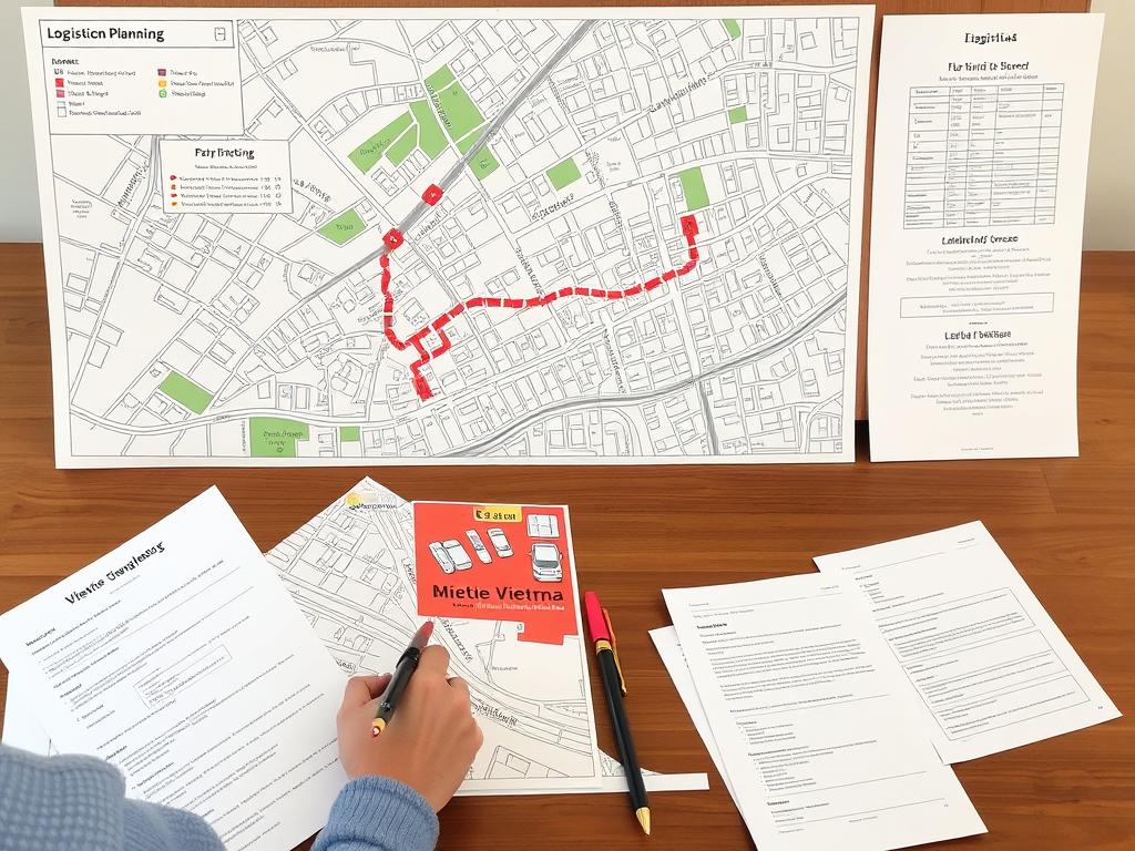 Logistische Planung eines Umzugs in Wien 1130 mit Stadtplan
